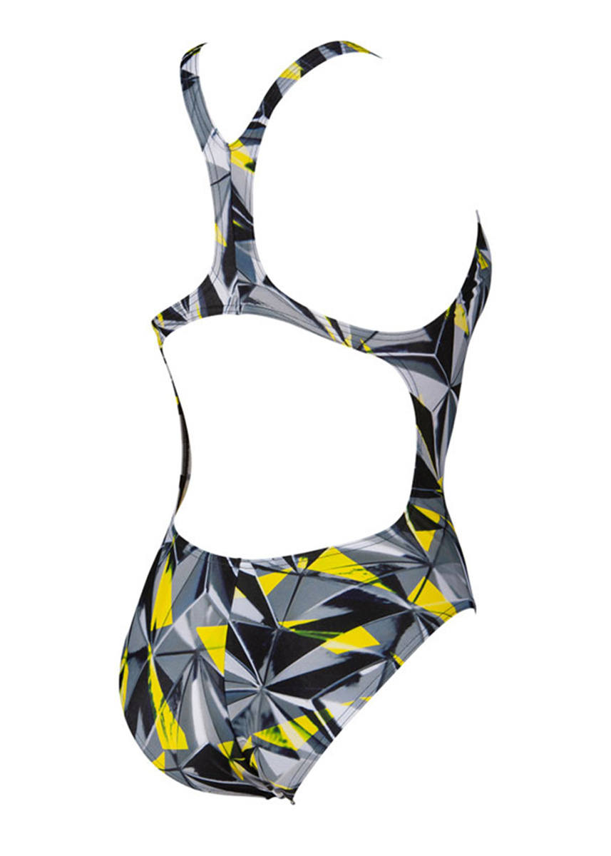 Arena Girl's One 3D Shattered One Piece Swimsuit - Black / Yellow