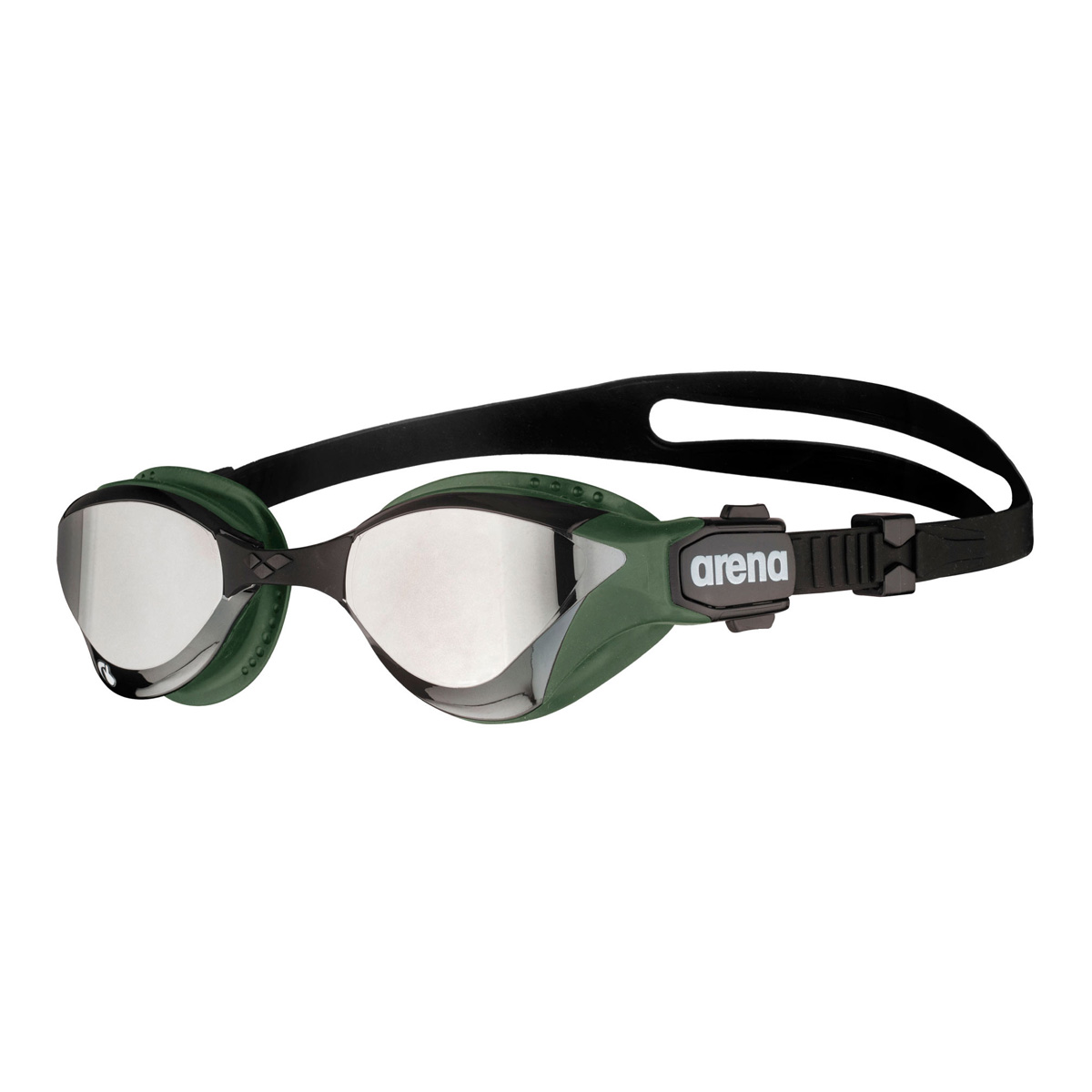 Arena Cobra Tri Swipe Mirrored Goggles - Silver / Army