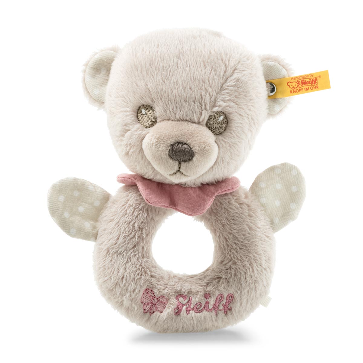 Steiff Hello Baby Lea Teddy Bear Grip Ring with Rattle in a Gift Box