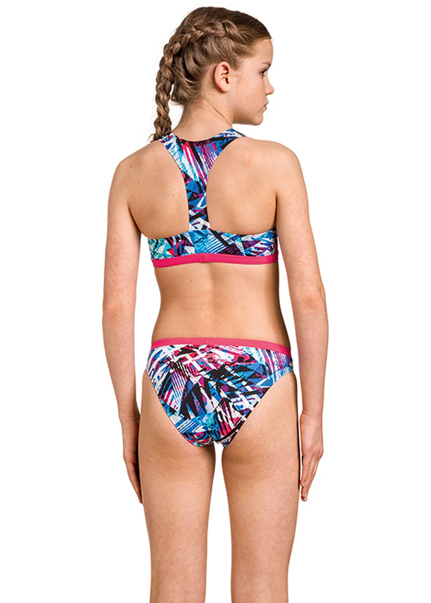 Aquafeel Girl's Colour Quake Racerback Swim Bikini - Blanc / Bleu