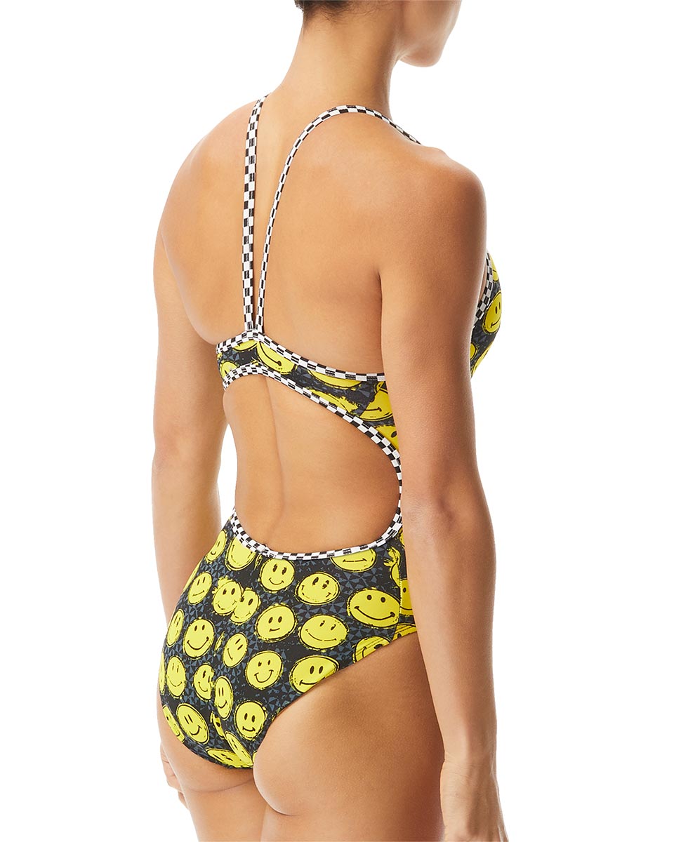 The Finals Funnies Girl's Smiley Swimley Swimsuit - Yellow