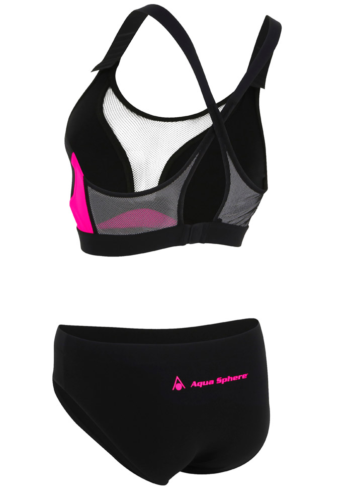 Aquasphere Girls Kuma Aqua Aerobics Swim Bikini - Black / Pink