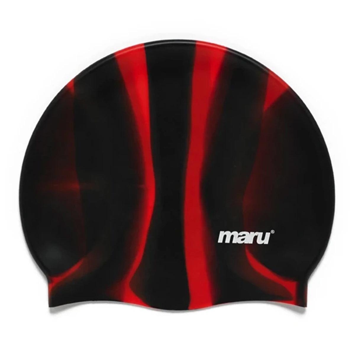 Maru Silicone Swimming Cap - Black/ Red