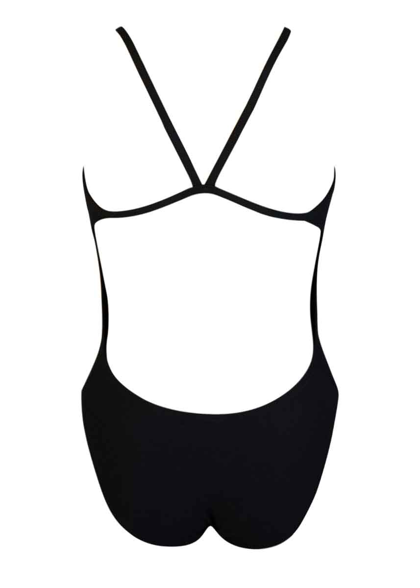 TYR Girl's Big Logo Cut Out Fit Training Swimsuit - Black / White