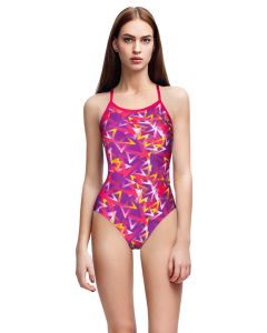 Arena Girl's Power Triangle Light Drop One Piece Swimsuit - Provenza / Freak Rose