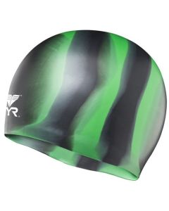 TYR Multi Colour Silicone Swim Cap Black / Green