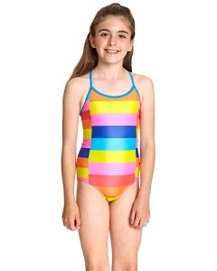 Zoggs Girl's Geo Spliced Tieback Swimsuit