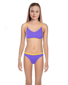 Speedo Girl's Solid Freestyler Swim Bikini Top - Ultra Violet / Mango