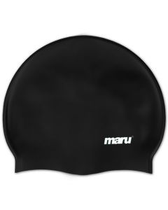 Maru Solid SIlicone Swim Caps Black A0838