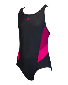 Adidas Girl's Color Block Swimsuit - Black / Pink