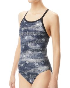 TYR Girl's American Dream Cutoutfit Swimsuit - Black/Grey