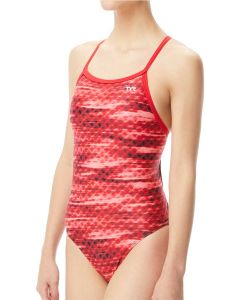 TYR Girl's Durafast Elite Castaway Diamondfit Swimsuit - Red