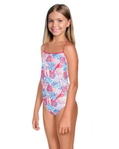 Maru Girl's Fanshell Ecotech Sparkle Jay Back Swimsuit -  Pink/Blue
