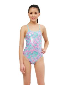 Maru Girl's Seyshelles Ecotech Sparkle Fly Back Swimsuit -  Pink/Aqua