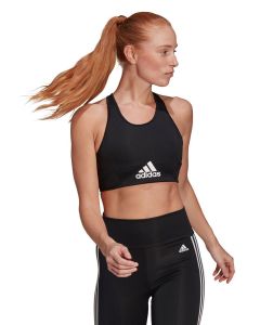 Adidas Women's Aeroready Designed 2 Move Logo Padded Sports Bra Top - Black