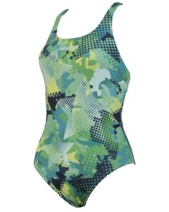 Jaked Womens Teknocamou One-Piece Swimsuit - Military Green
