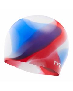 TYR Tie Dye Youth Silicone Swim Cap - Red/White/Blue