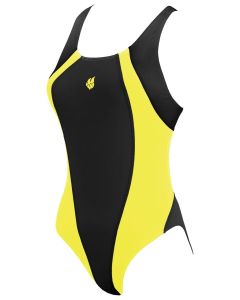 Mad Wave Girls Solution Swimsuit - Black / Yellow