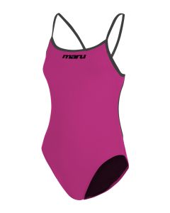 Maru Girl's Solid Pacer Tie Back Swimsuit - Magenta / Black