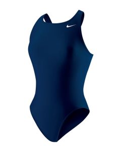 Nike Girl's Poly Core Solids Fastback Swimsuit - Navy Blue Front