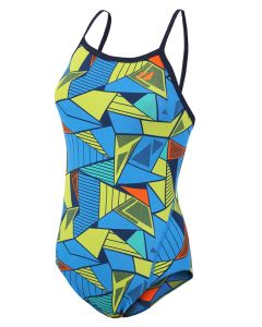 Zone3 Girl's Prism 2.0 Strap Back Swimsuit - Blue / Yellow