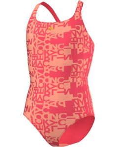 Adidas Girl's Three Stripe Swimsuit - Shock Red