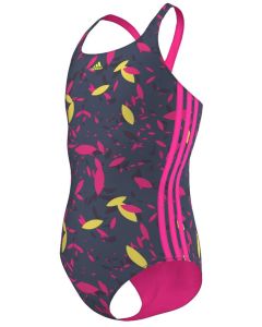 Adidas Girl's Allover Swimsuit - Blue / Pink