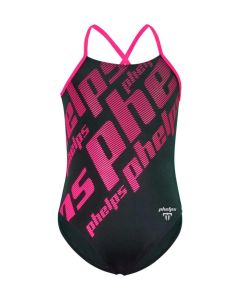 Phelps Girl's Zoe Training Swimsuit - Black/Pink