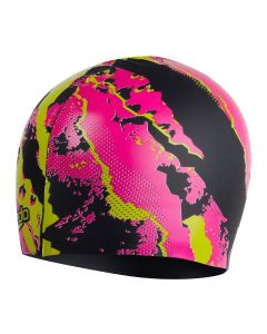 Speedo Printed Silicone Cap - Black/ Electric Pink/ Atomic Lime