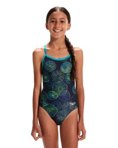 Speedo Girl's Allover Digital Vback Swimsuit - Jellyfish Glows