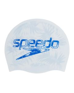 Speedo Junior Reversible Slogan Cap - White/ Beautiful Blue