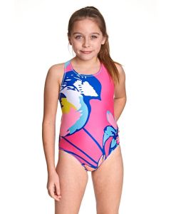 Zoggs Girl's Journey Flyback Swimsuit - Pink/ Blue