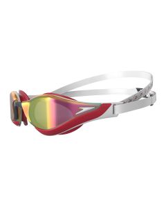 Speedo Fastskin Pure Focus Mirror Goggles - White/ Phoenix Red/ USA Charcoal/ Ruby Mirror
