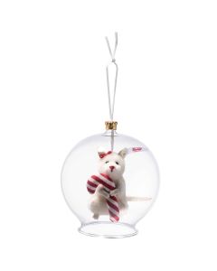 Steiff Candy Cane Mouse in Bauble Christmas Ornament