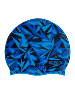 Speedo Boom Junior Silicone Cap - True Navy/ Blue Flame/ Pool Blue