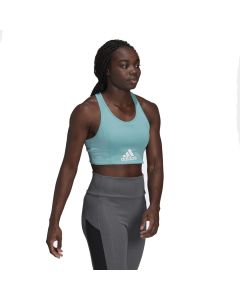 Adidas Women's Aeroready Designed 2 Move Logo Padded Sports Bra Top - Mint