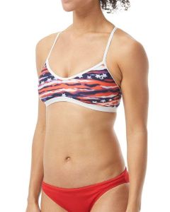 TYR ženske Vse American Trinity Bikini Top - Rdeča/bela/modra