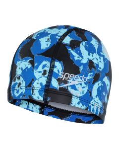 Speedo Junior Printed Pace Cap - Black/ Ercurial Blue/ Beautiful Blue/ White