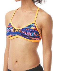 TYR Womens Kiowa Crosscut Tieback Bikini Top - Orange/Multi