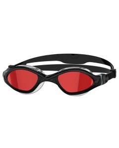 Zoggs Tiger LSR+ Titanium Goggles - Black/ Grey/ Red Mirror