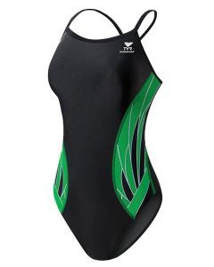 TYR Girl's Phoenix Splice Diamondfit Swimsuit - Black/ Green