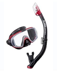 TUSA Visio Tri-Ex Combo Snorkelling Set - Black/ Metallic Red