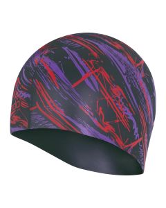 Speedo Printed Silicone Cap - USA Charcoal/ Phoenix Red/ Ultraviolet