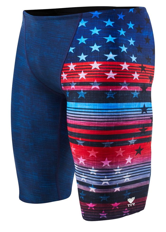 Swimming Jammers TYR Men's All American Allover Jammer Red/Wht/Blue 
