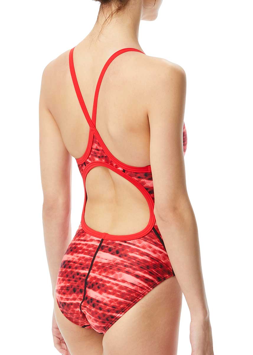 TYR Girl's Durafast Elite Castaway Diamondfit Swimsuit - Red