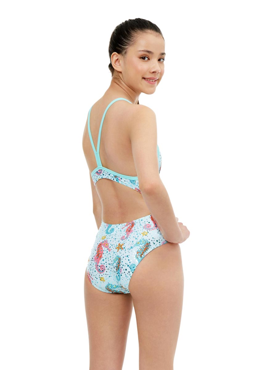 Maru Girl's Bubbles Ecotech Sparkle Fly Back Swimsuit -  Aqua