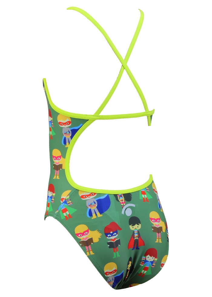 Jaked Girls Superheroes Mood One-Piece Swimsuit - Military Green