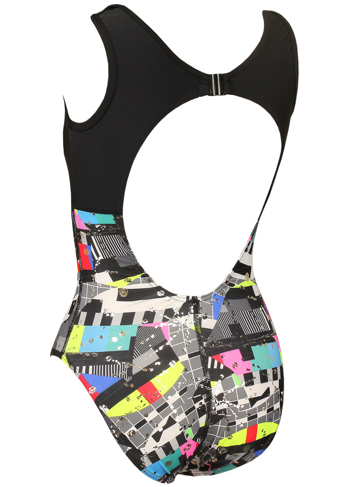 Maru Girls Test Card Sparkle Clips Back Swimming Costume