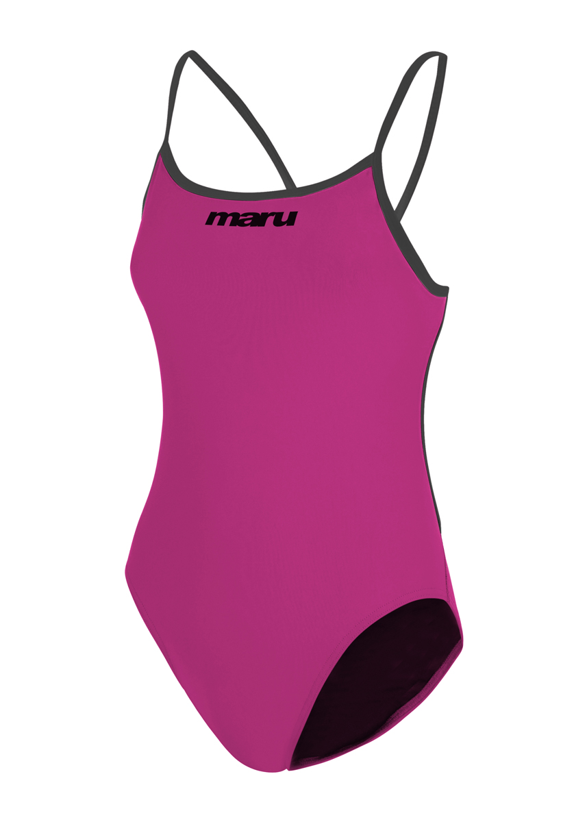 Maru Girl's Solid Pacer Tie Back Swimsuit - Magenta / Black