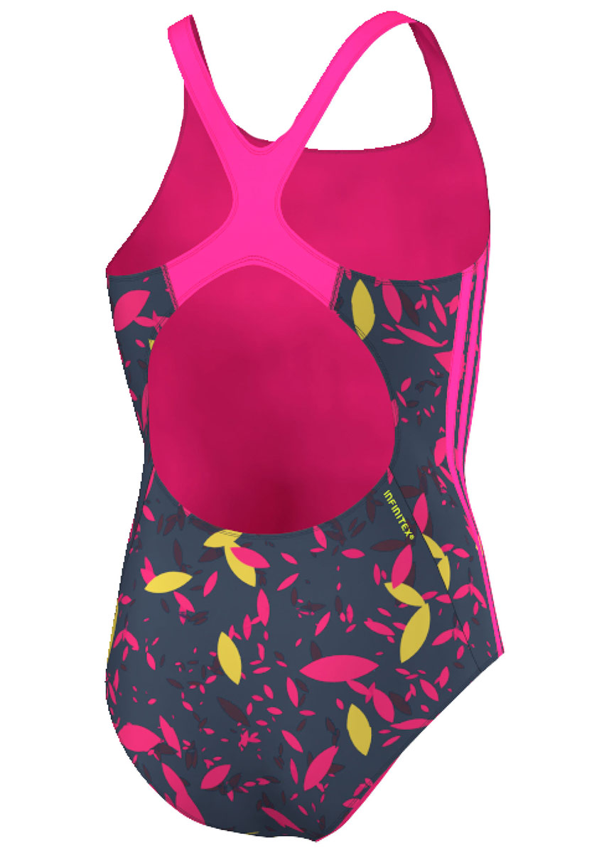 Adidas Girl's Allover Swimsuit - Blue / Pink